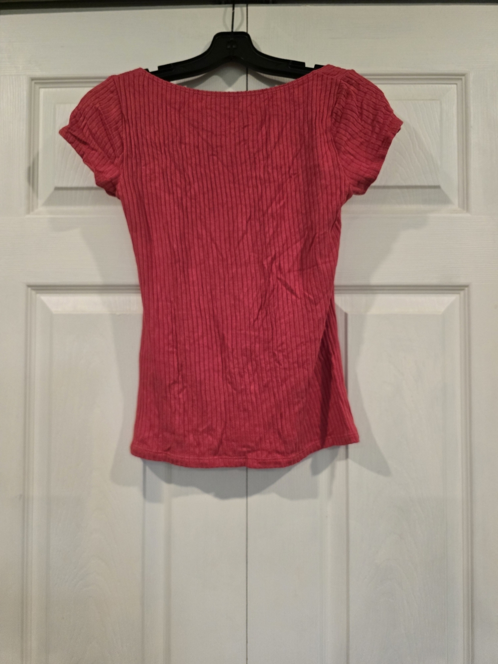Reformation Bardot Ribbed Square-Neck Top in Apple - Picture 4 of 5